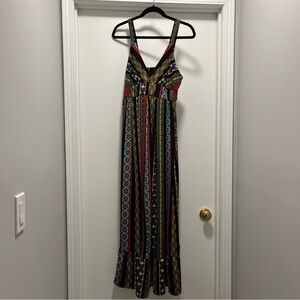 T Tahari S Tile Long Casual Maxi Dress Bohemian Gypsy Summer Flowy Vacation NEW